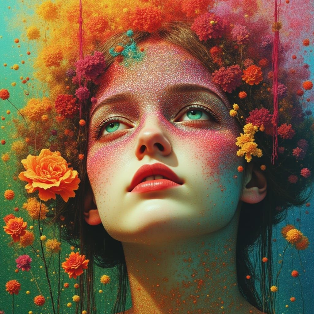 Colorful Dreamscape Portrait in Modern Art Style