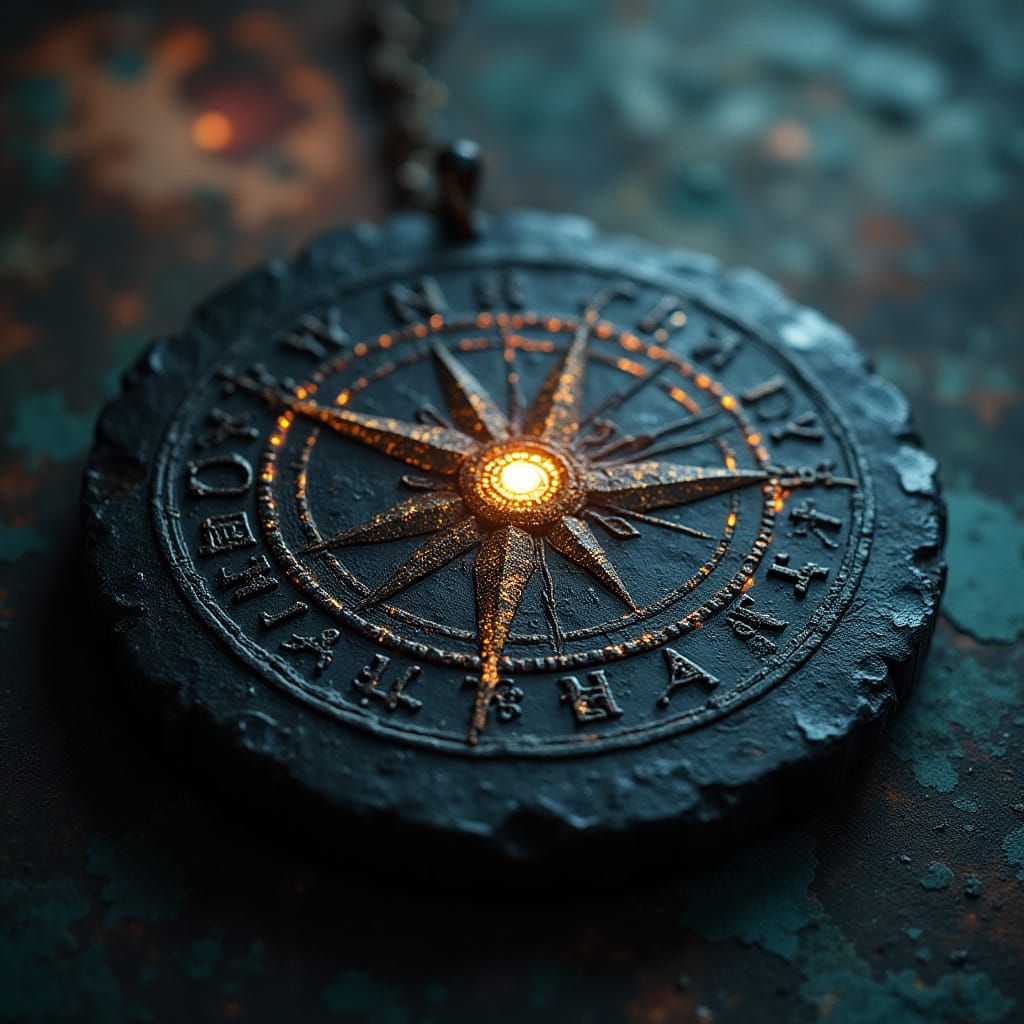 Mystical Compass Rose in Dark Fantasy Cosmic Landscape