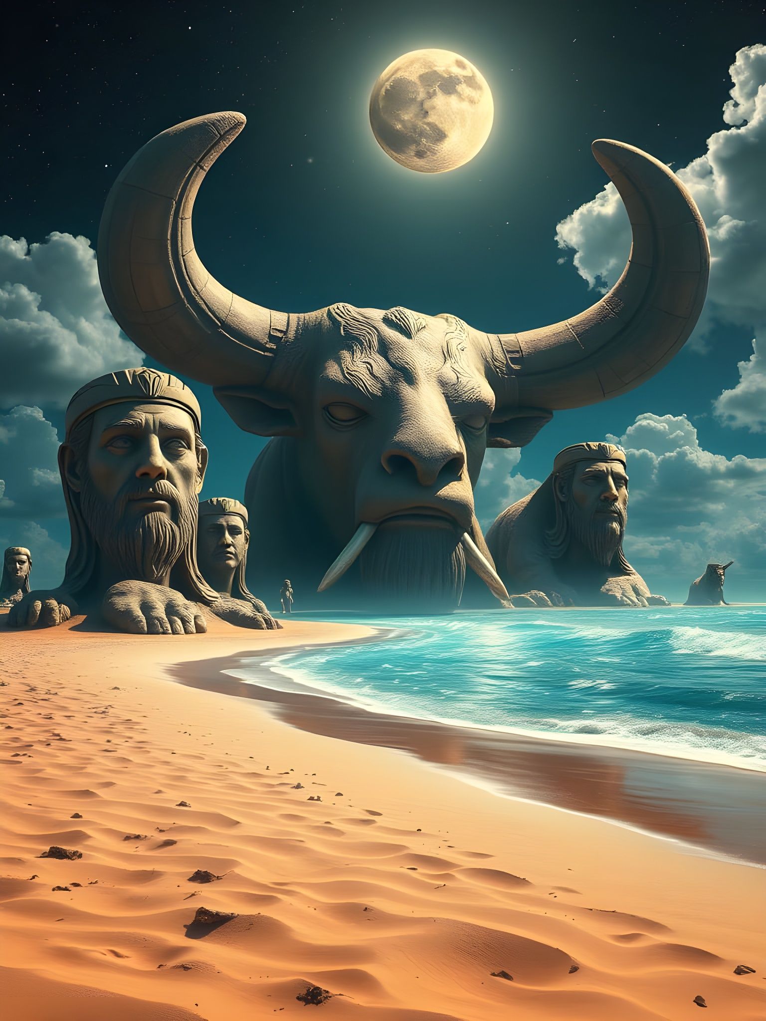 Surreal Cosmic Whale Glides Through Starry Night Sky Over Bl...