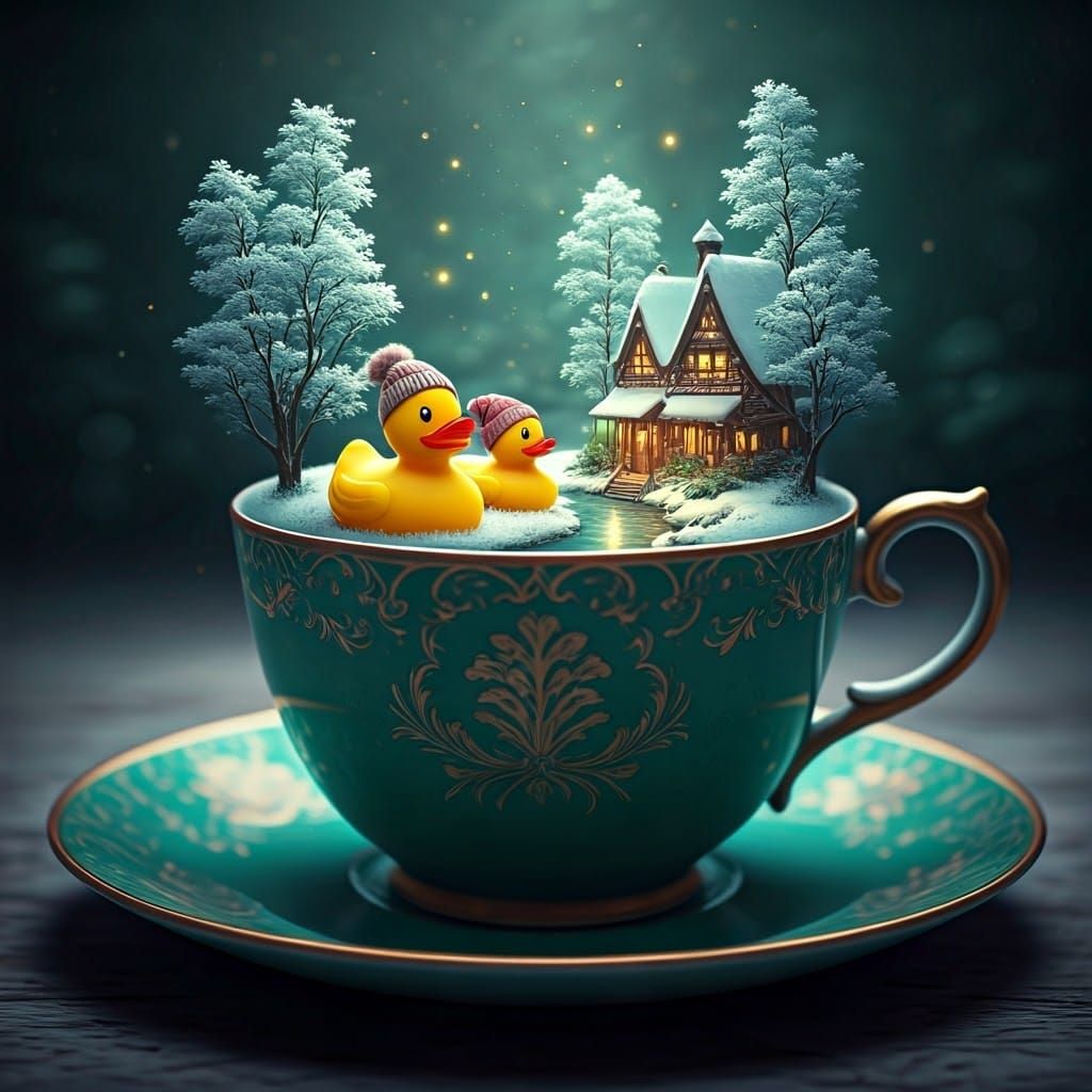 Ethereal Winter Wonderland in a Delicate Tea Cup