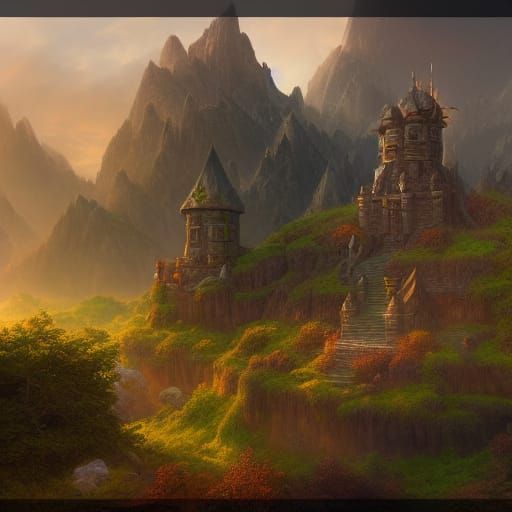 Dwarf Paladin Summons Stone Fortress in Mountains