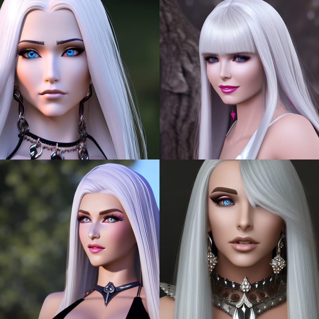 Silver Haired Woman Portrait in Hyperdetailed Style