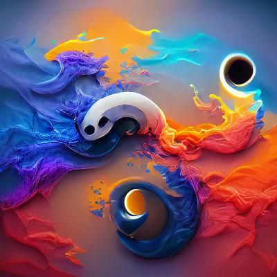 Colorful Yin Yang in Detailed Matte Painting Style