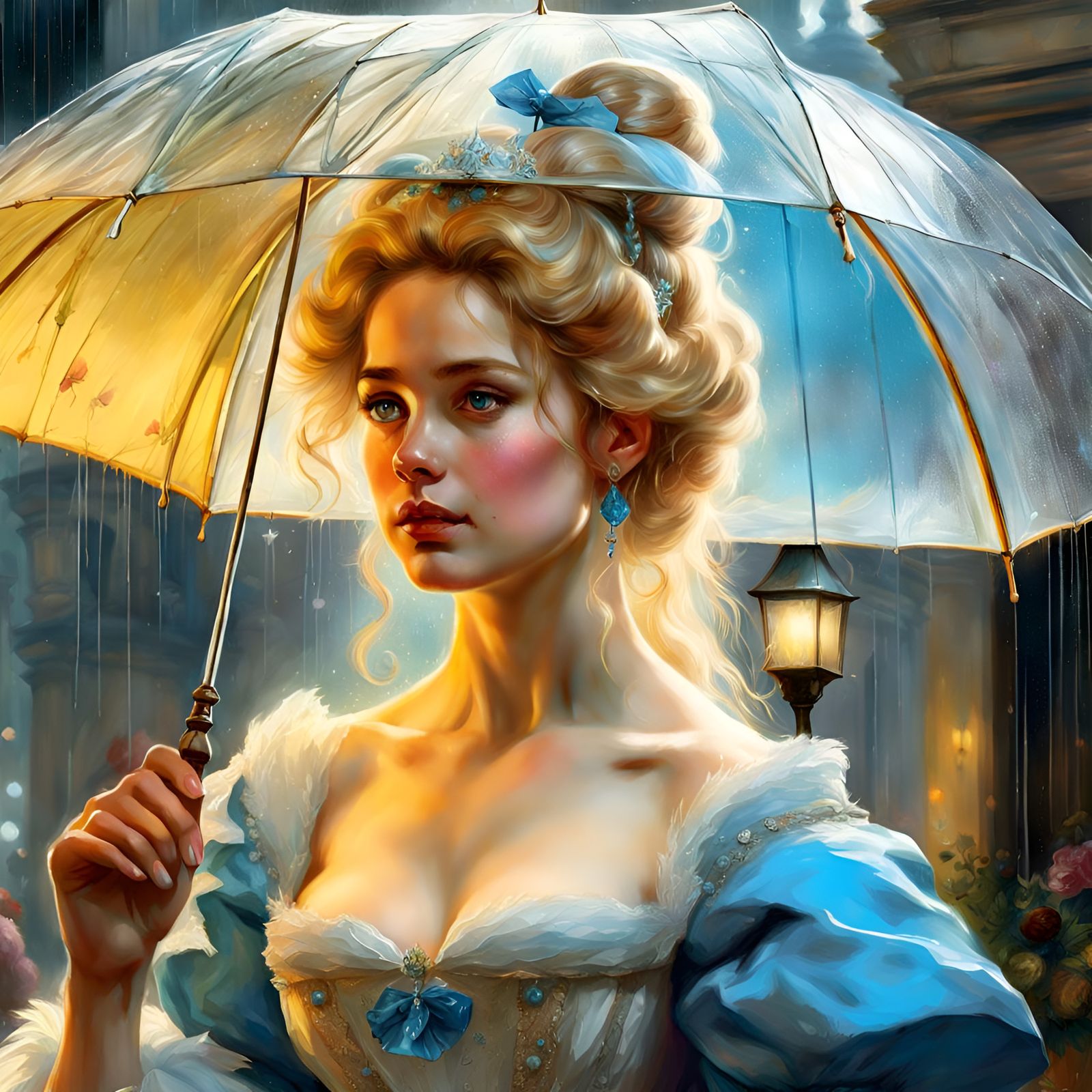 Cinderella Portrait on a Rainy Day, Detailed Art