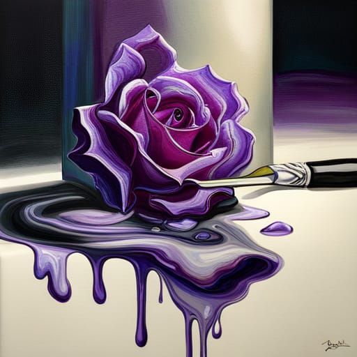 Abstract Rose with Water Droplets in Graffiti Art Style