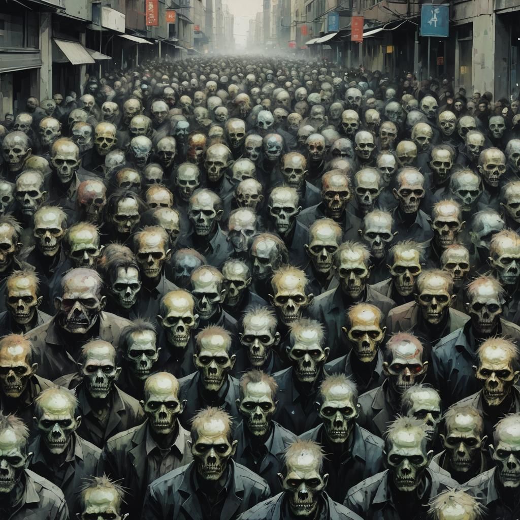 Cyberpunk Zombie Illustration with Glitch Effects