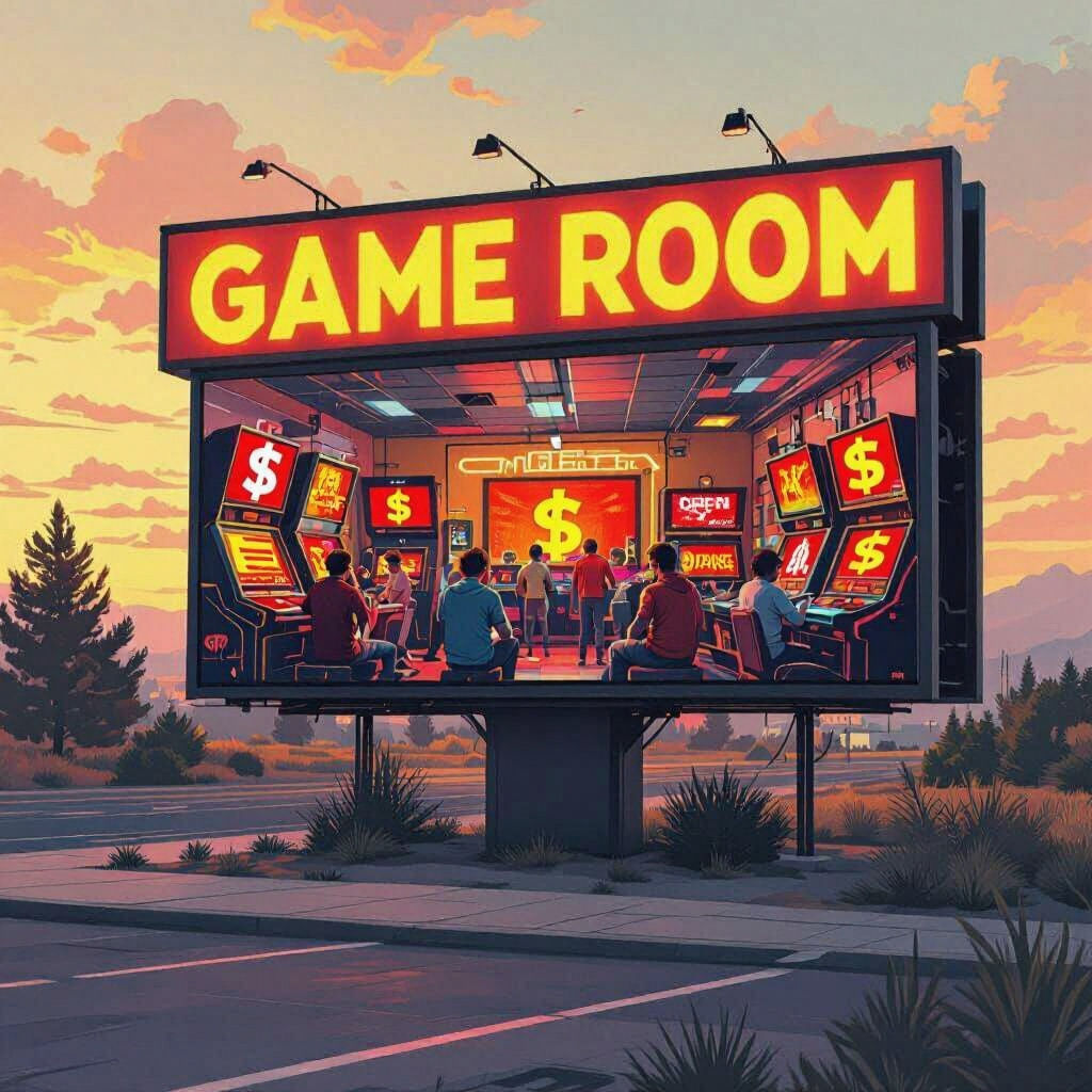 Roadside Billboard for No Chance Gaming Room