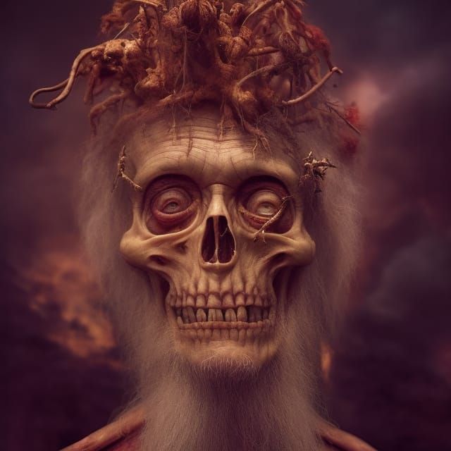 Furious Forest Man: Photorealistic Psychedelic Biopunk Art