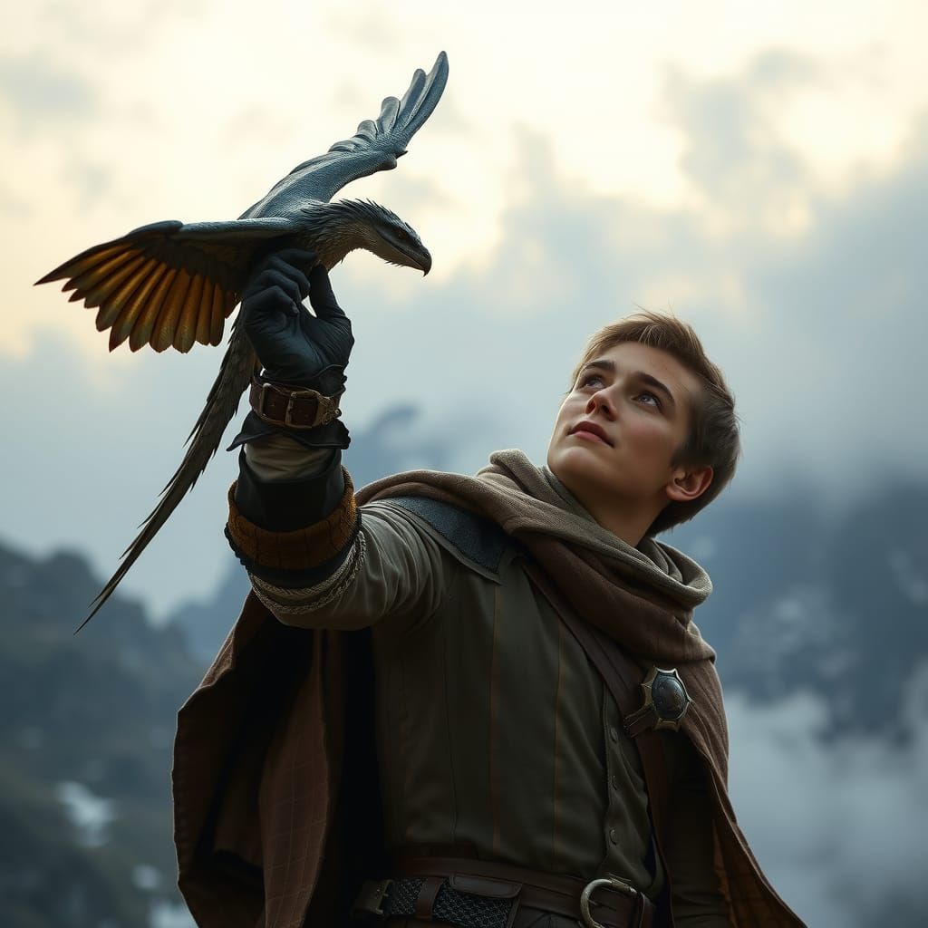 Falconer and Dragon Fantasy Art