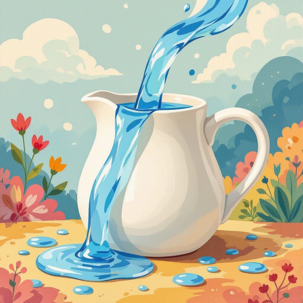 Whimsical Ceramic Pitcher with Playdough Water