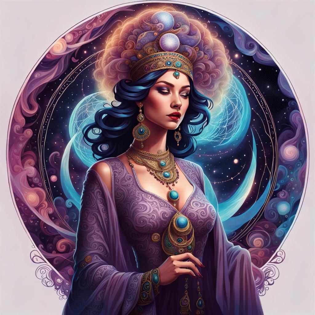 Cosmic Dreamcore: Fortuneteller in Vaporous Swirls