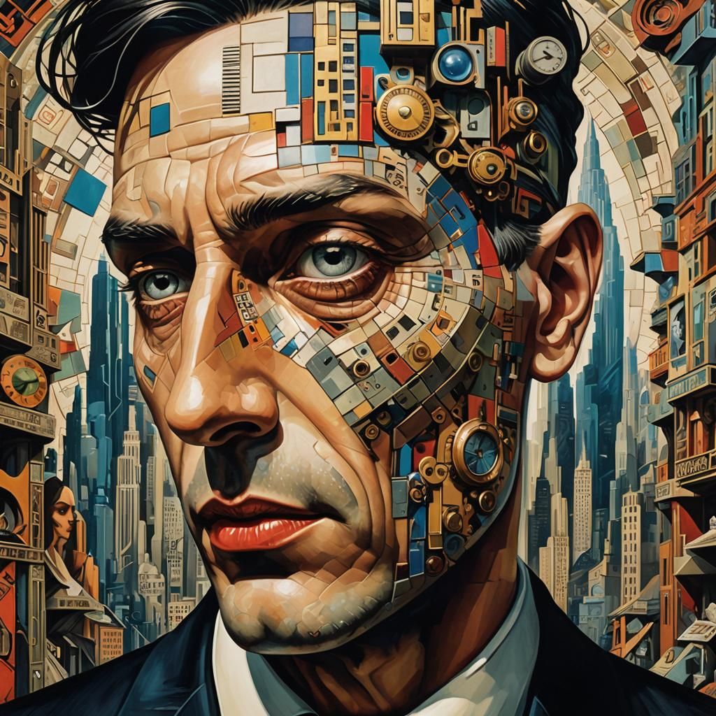 Surreal Metropolis Man: Cabinet of Curiosities Portrait