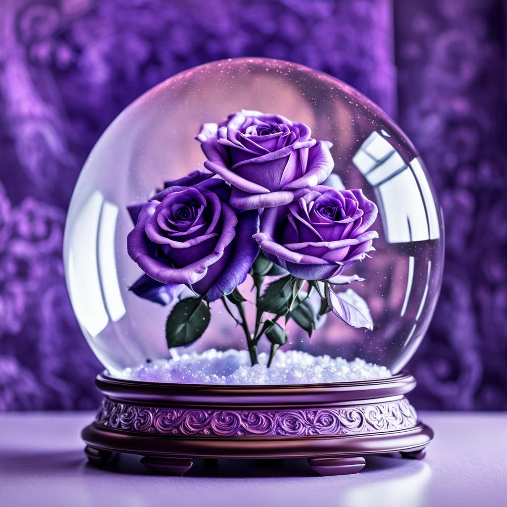 Holographic Purple Roses in Snowglobe: Graffiti Art