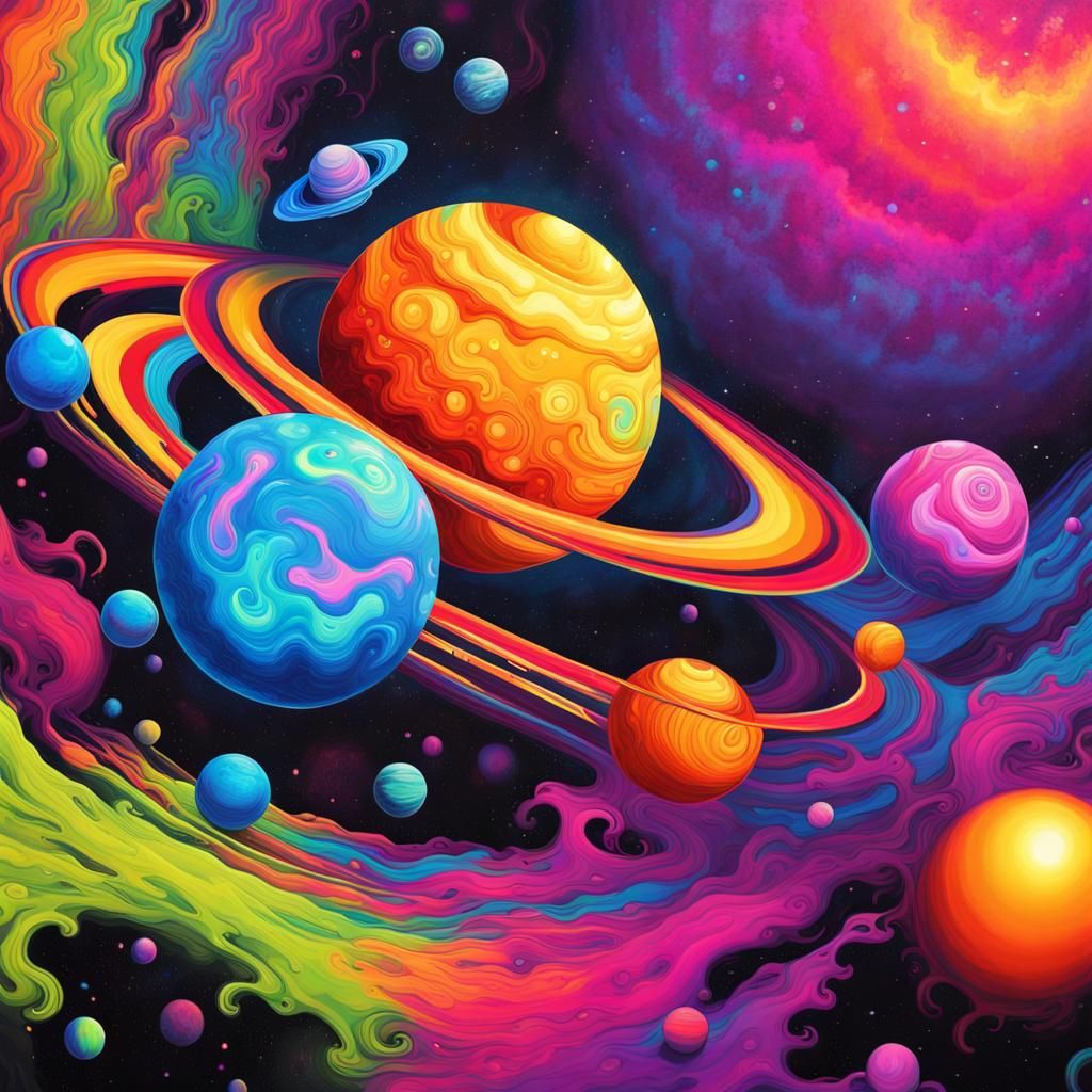 Psychedelic Outer Space Blacklight Poster Art