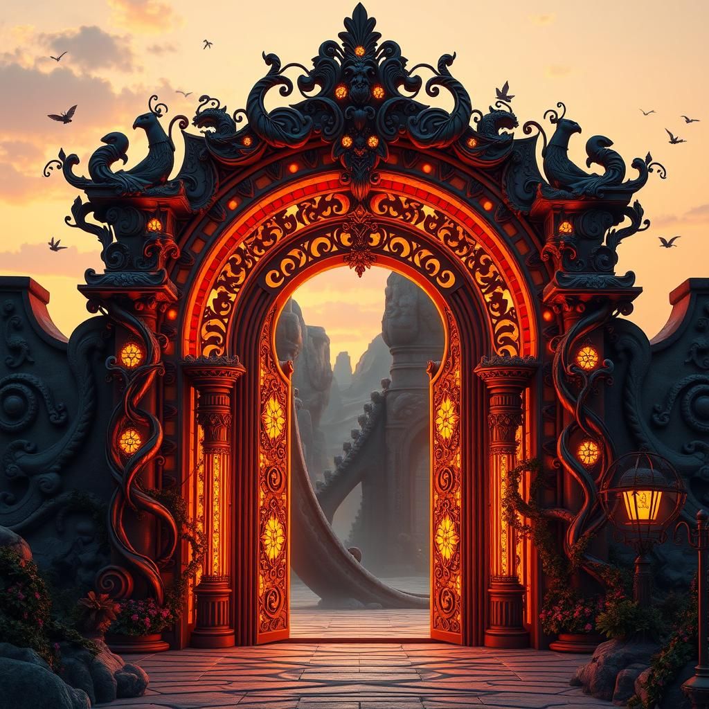 Ornate Archway Portal in Surrealist Style