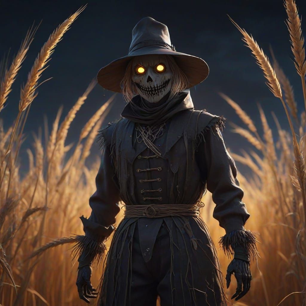 Ghostly Scarecrow in Fluorescent Wheat Maze