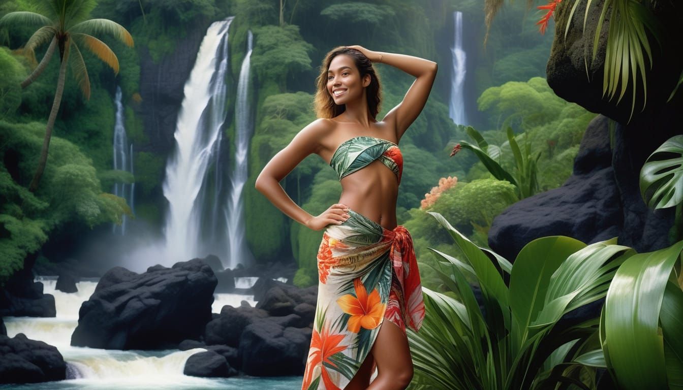 Sensual Polynesian Goddess Basks in Tropical Paradise