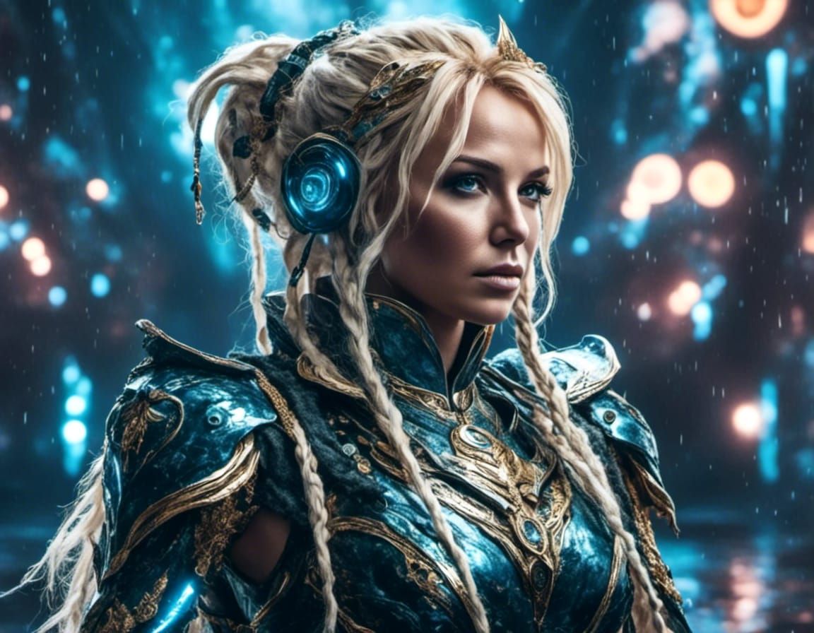 Cyberpunk Yuna Cyborg: Britney Spears AI Portrait