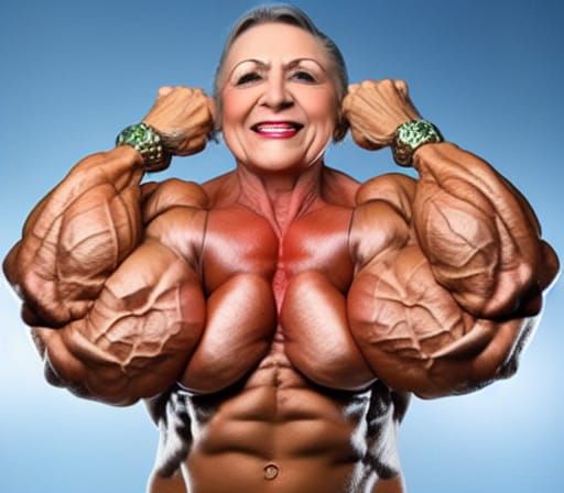 Muscular Grandma Flexing: A Powerful Bodybuilder