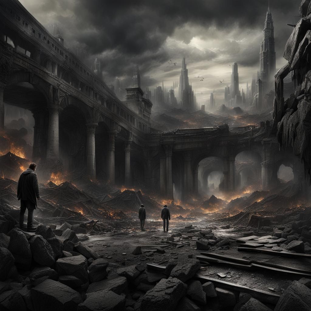 Detailed Matte Painting of Suffering and Despair