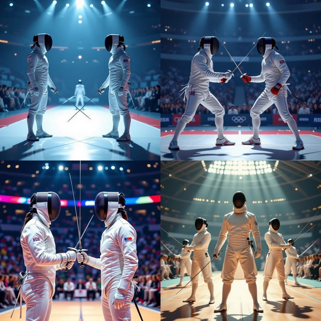 Olympic Fencers in Intense Duel