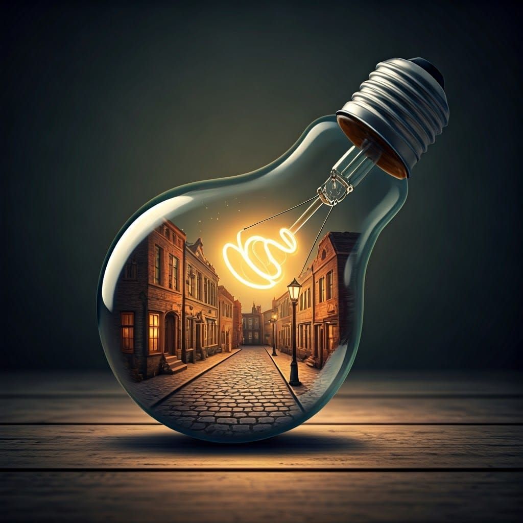Surreal Whimsy in a Vintage Light Bulb: Enchanted Jewish Tow...