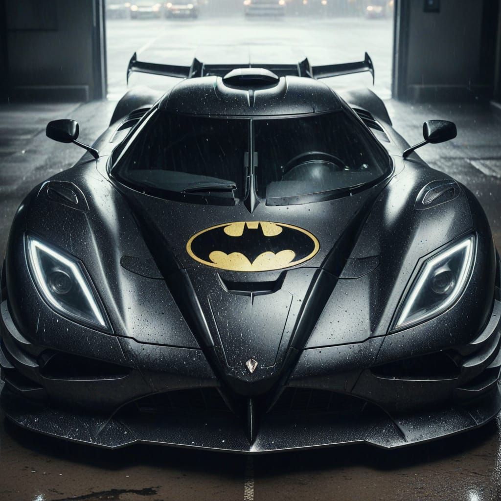 Dark Knight Batmobile Speeds Through Gotham City in Rainy No...