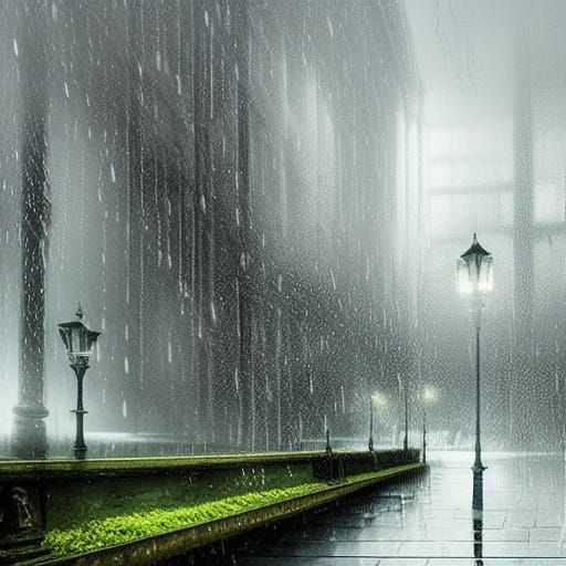 Unique Rain Reflection: Epic Cinematic Digital Art