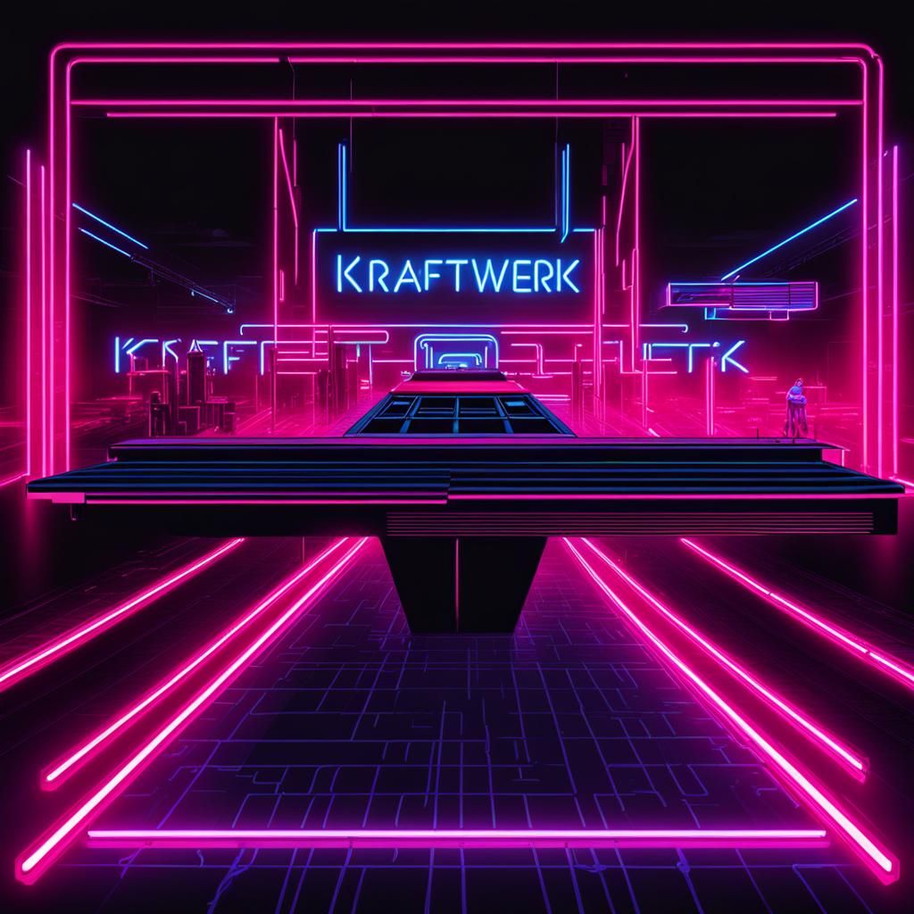 Kraftwerk in Neon Lights: A Synthwave Retro Design
