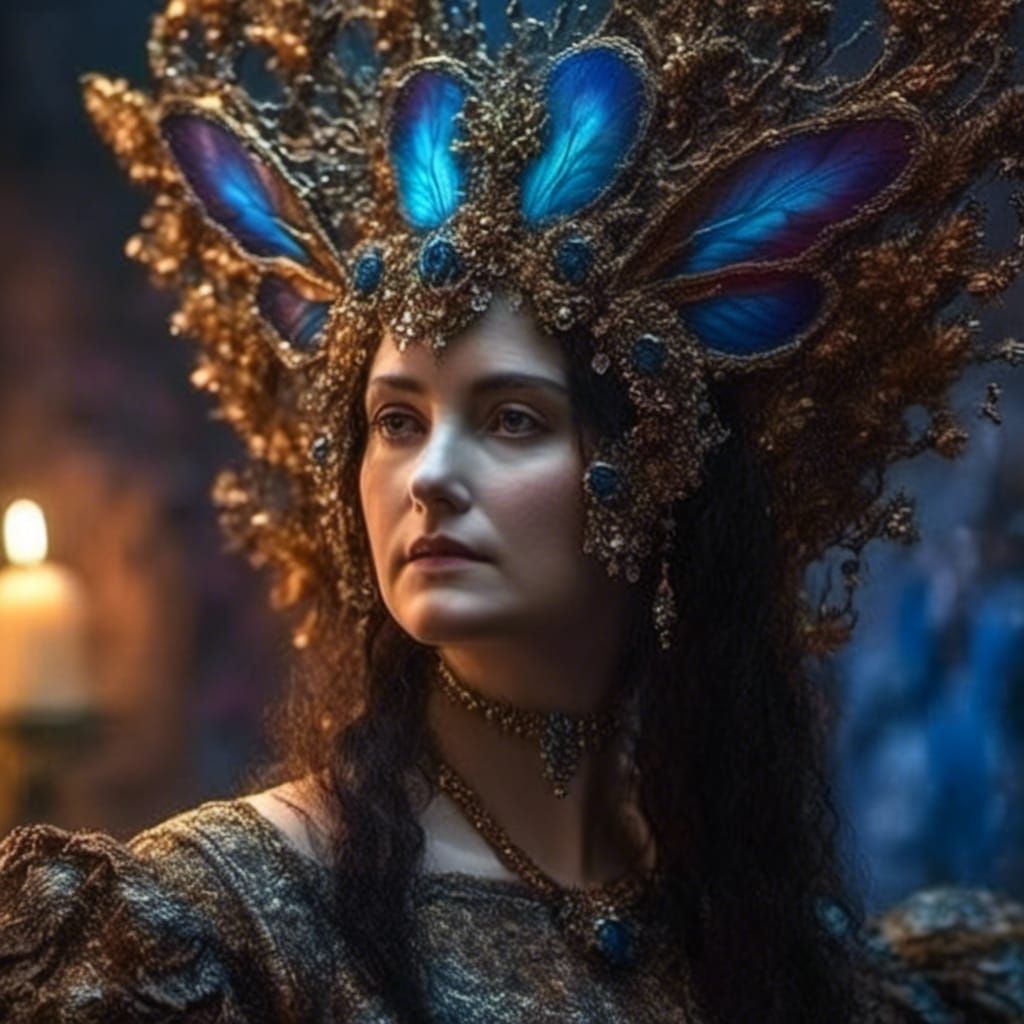 Ethereal Fairy with Iridescent Wings in Maximalist Style