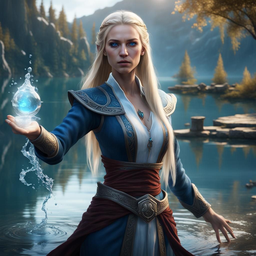 Enchanting Water Mage Fantasy Concept Art