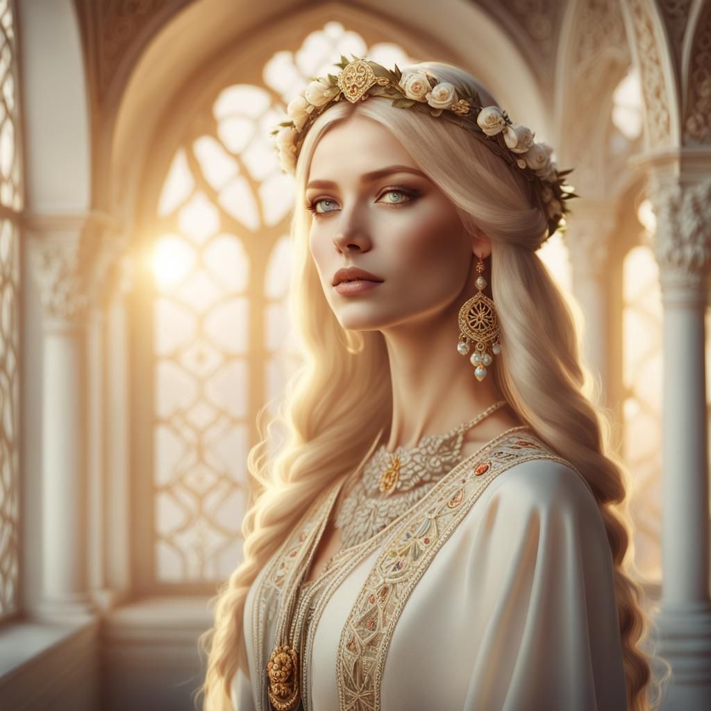 Slavic Beauty in Golden Light: Concept Art