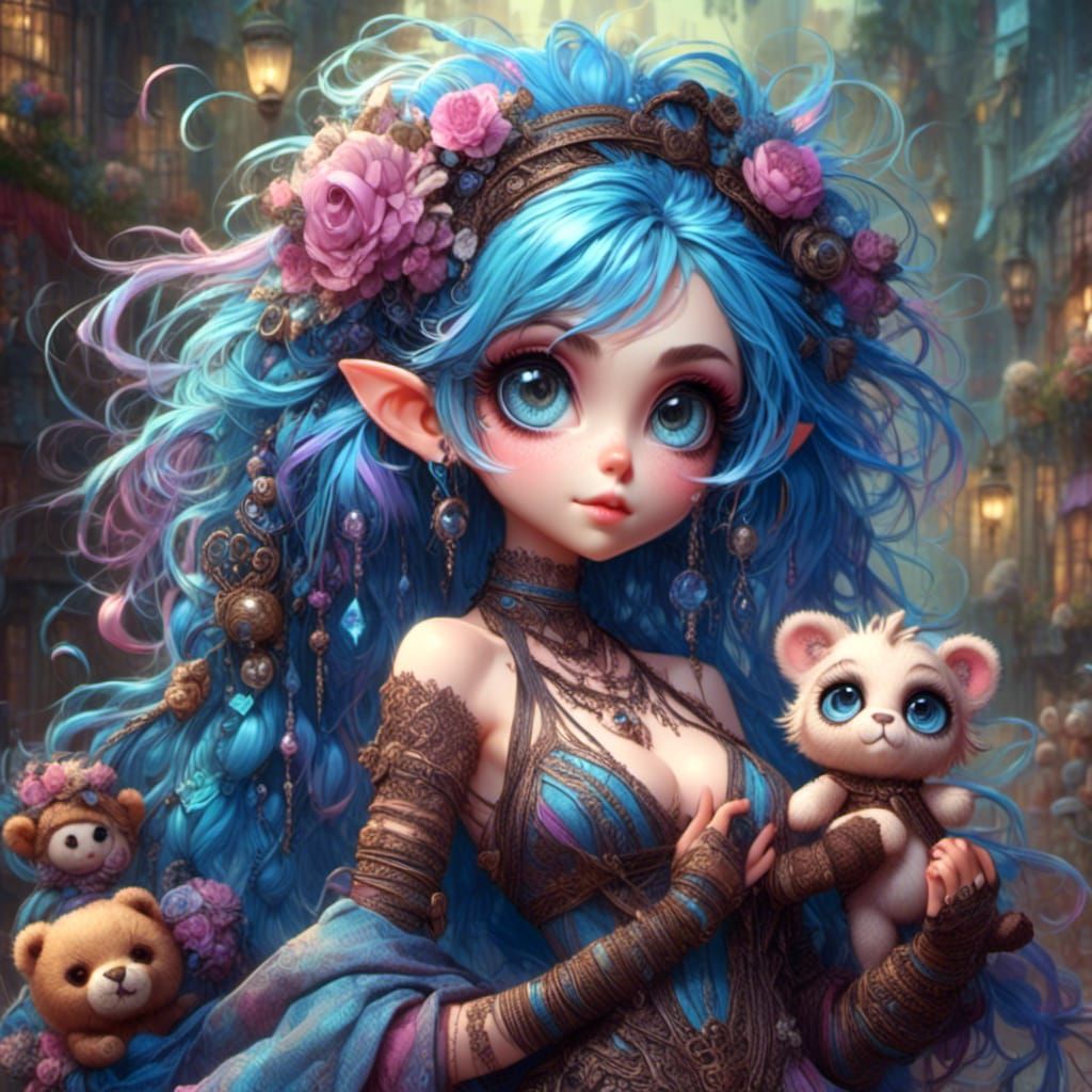 Jinxie with Teddy Bear Bomb Illustration