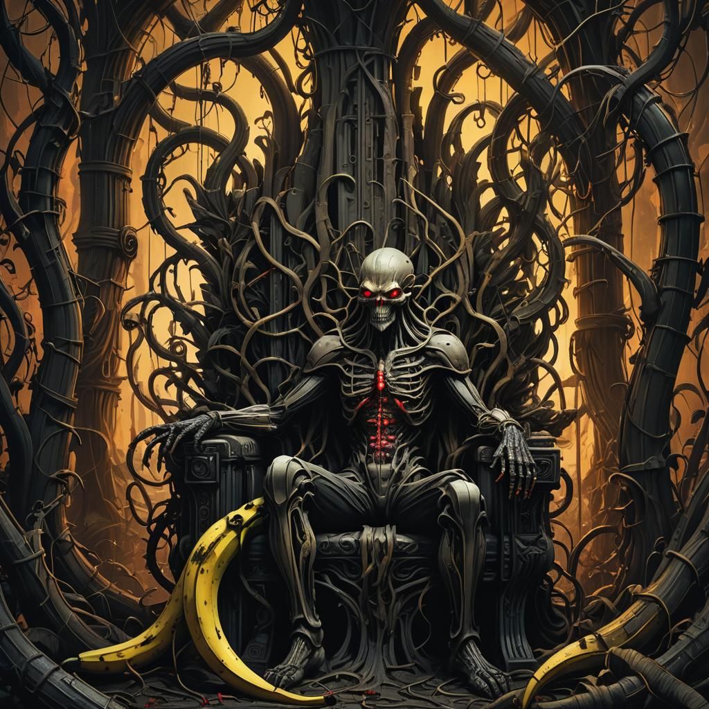Eerie Banana King in Dark Fantasy Art