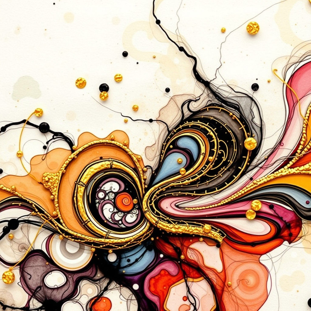 Abstract Alcohol Ink Art with Gold Accents