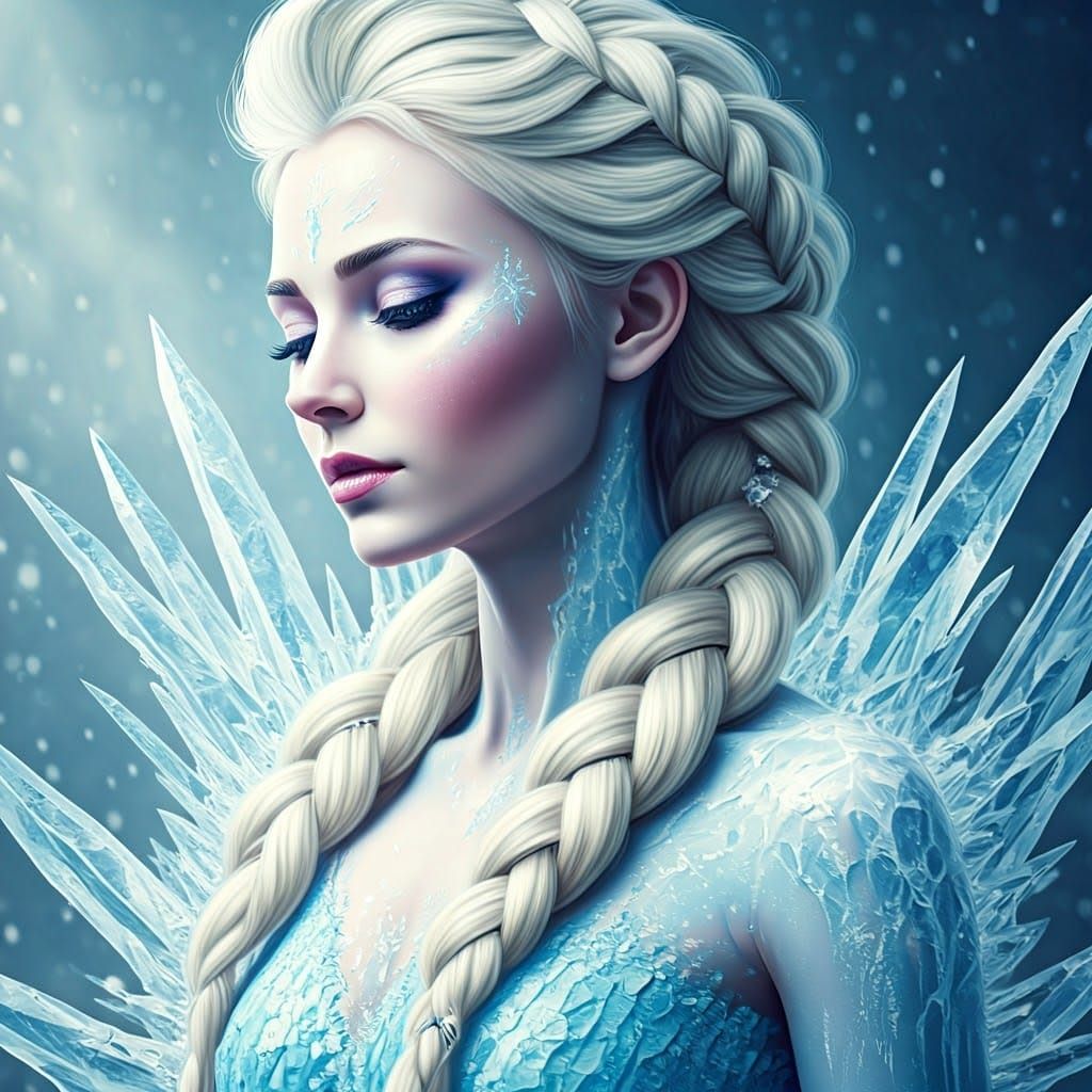 Ethereal Winter Queen with Ice Body Art