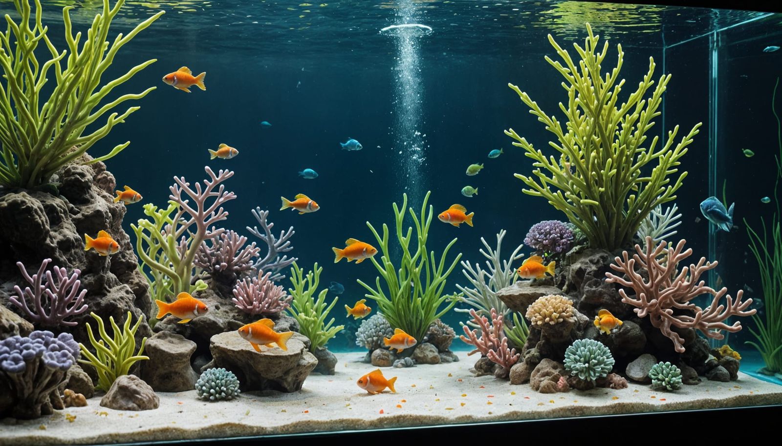 Hyper-Realistic 3D Diorama Aquarium Scene in Whimsical Style