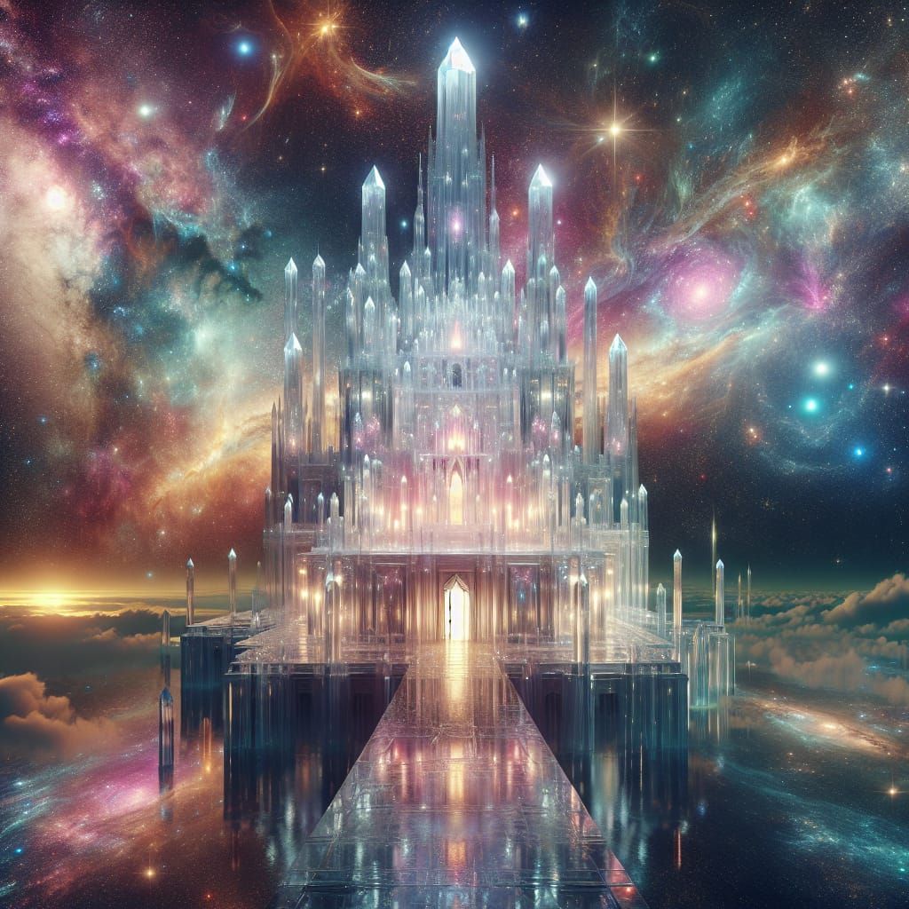 Crystal Temple Shines Amidst Cosmic Dreamscape