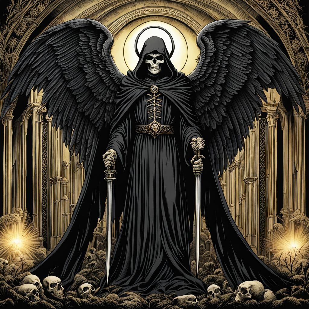Stylized Angel of Death Illustration