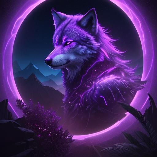 Burning Metal Wolf with Purple Flames Illustration