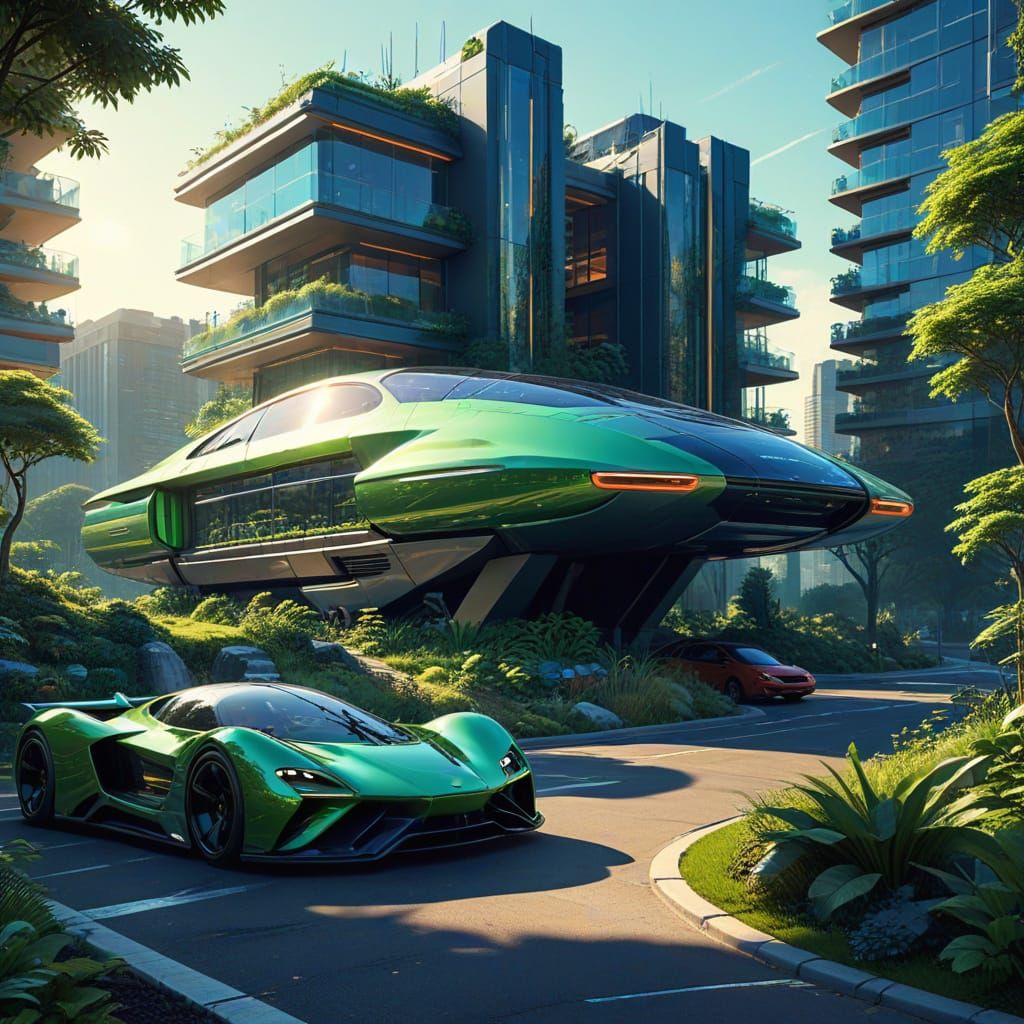 Vibrant Eco-Utopia Cityscape in Hyper-Realistic Digital Art