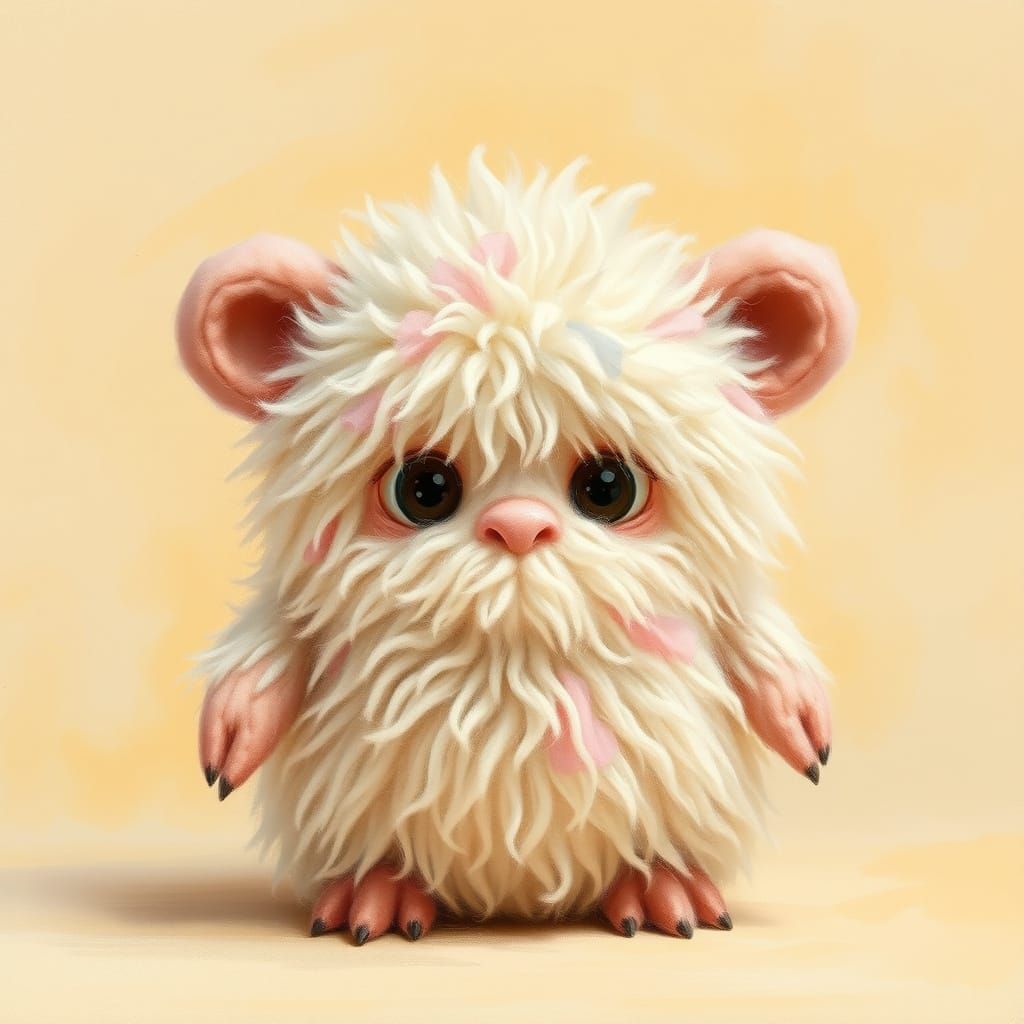 Whimsical Woolen Creature in Pastel Hues
