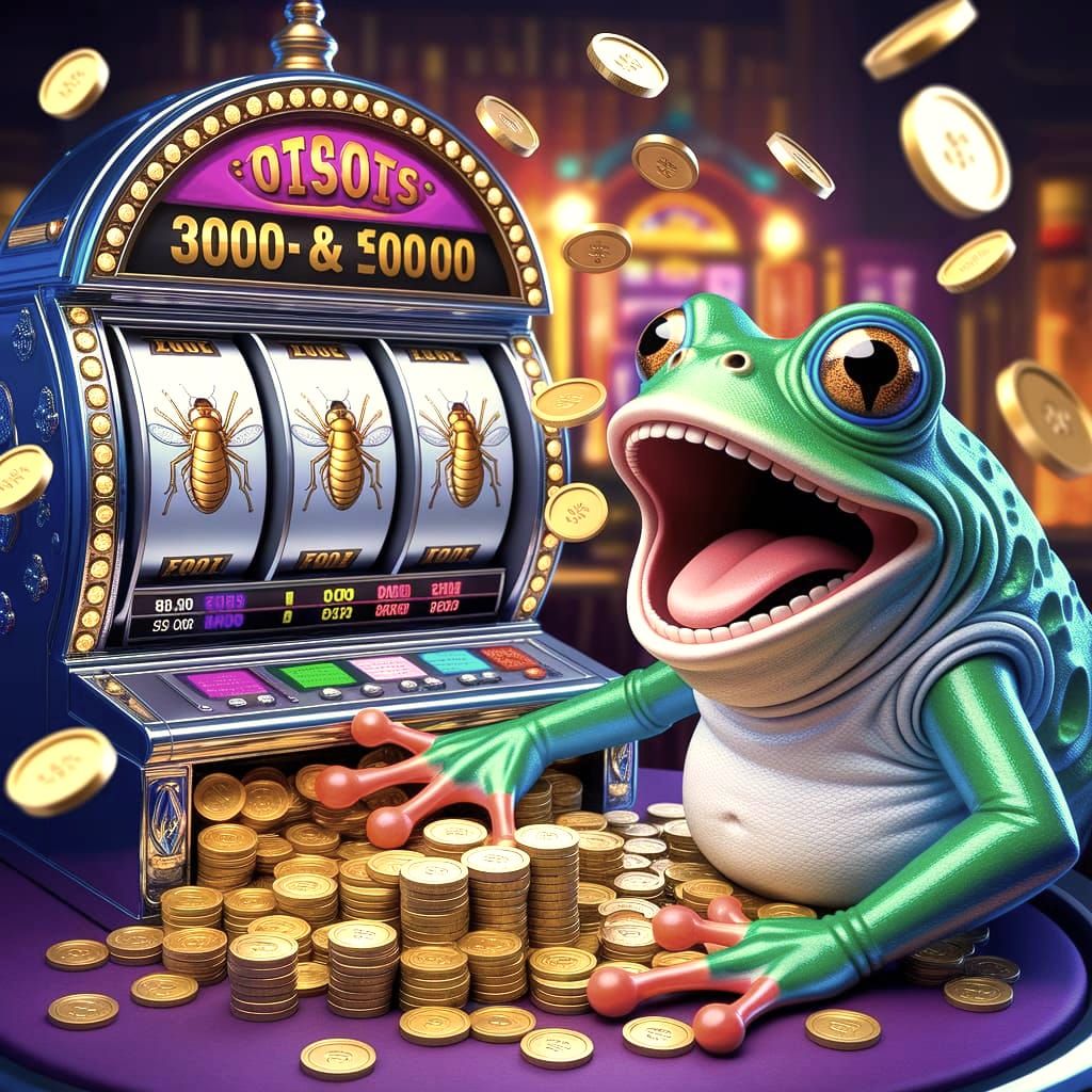 Cartoon Frog Wins Jackpot at Casino Slot Machine