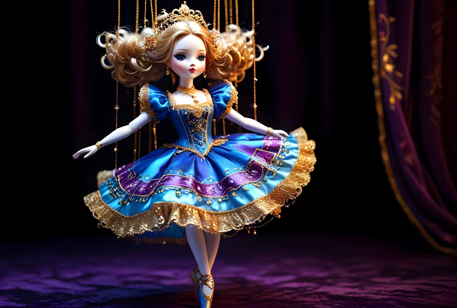 Ballet Marionette in Elegant Enamel and Gold