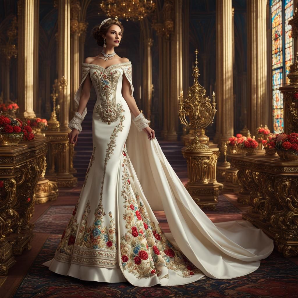 Imperial Russian Wedding Dress: Detailed Matte Painting