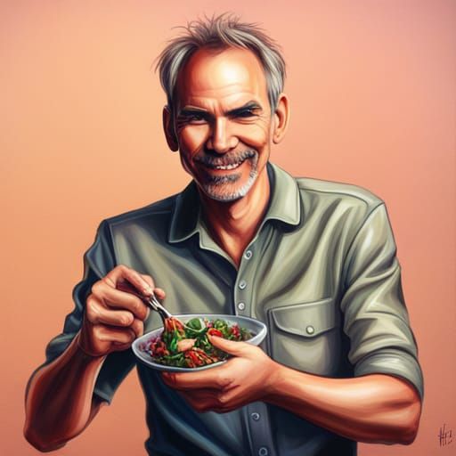 Billy Bob Thornton Laughing: Hyperrealistic Splash Art Portr...