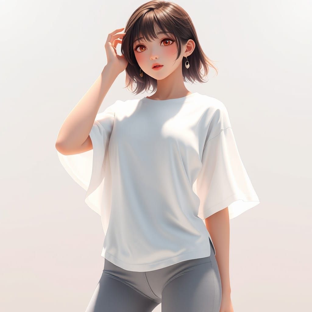 Anime-Inspired Teenager in Elegant, High-Concept Art