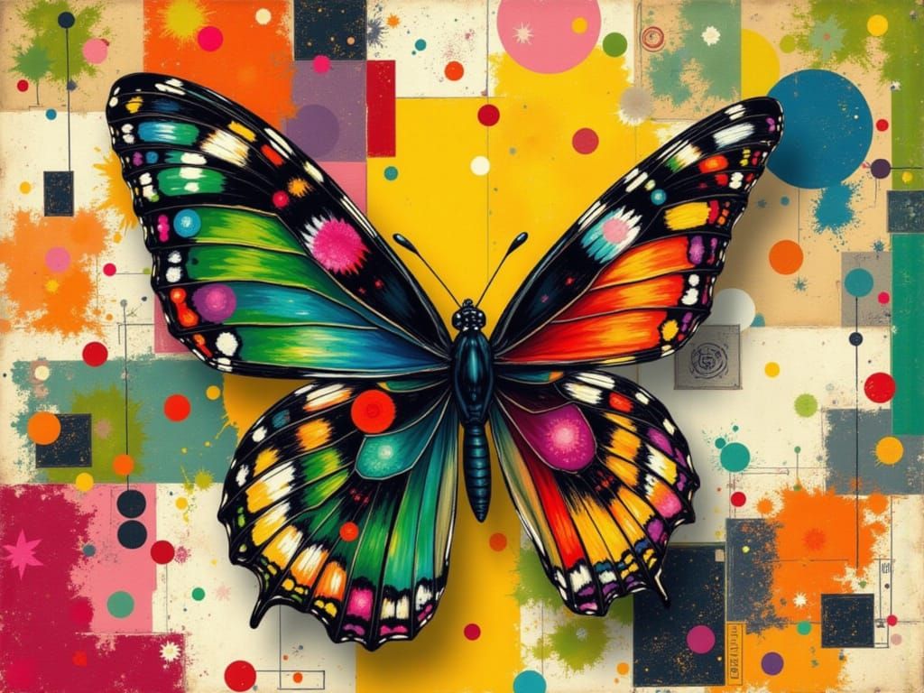 Metamorphosis Collage: Butterfly Emerging from Chrysalis