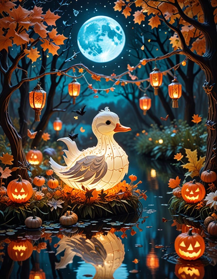 Halloween Night Festival with Lanterns in Klimt Style