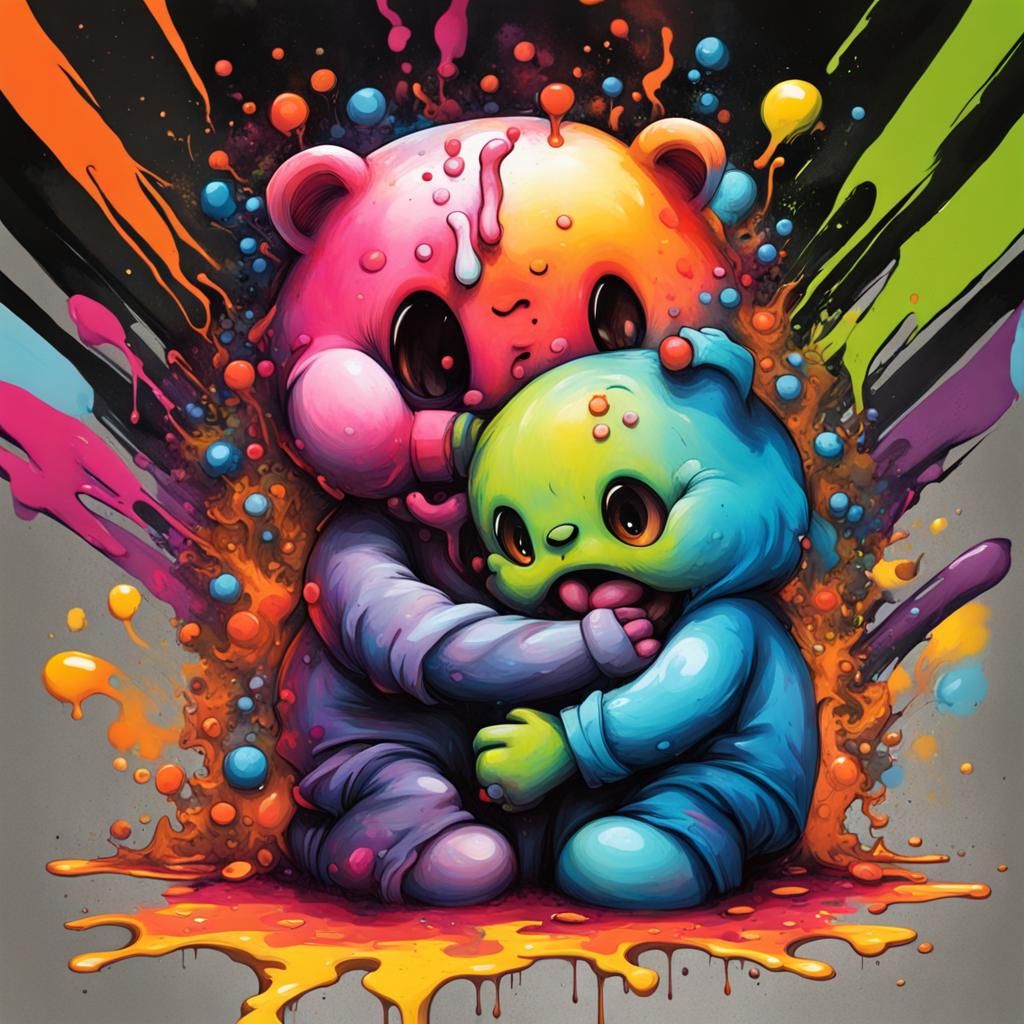 I Want to Hug You Graffiti Splash Art